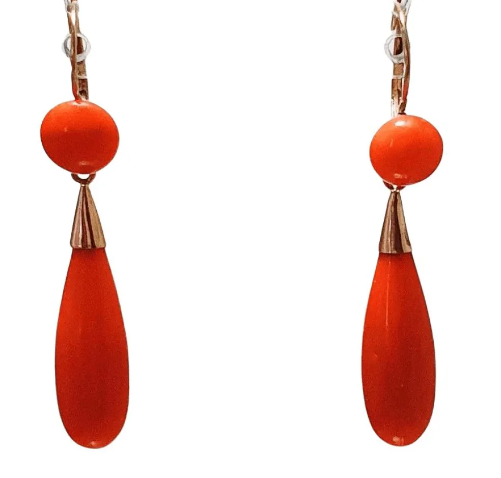 Boucles d'oreilles Or jaune Corail