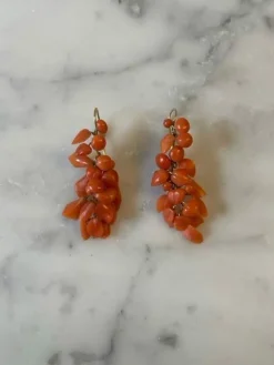 Boucles d'oreilles Or jaune et Corail