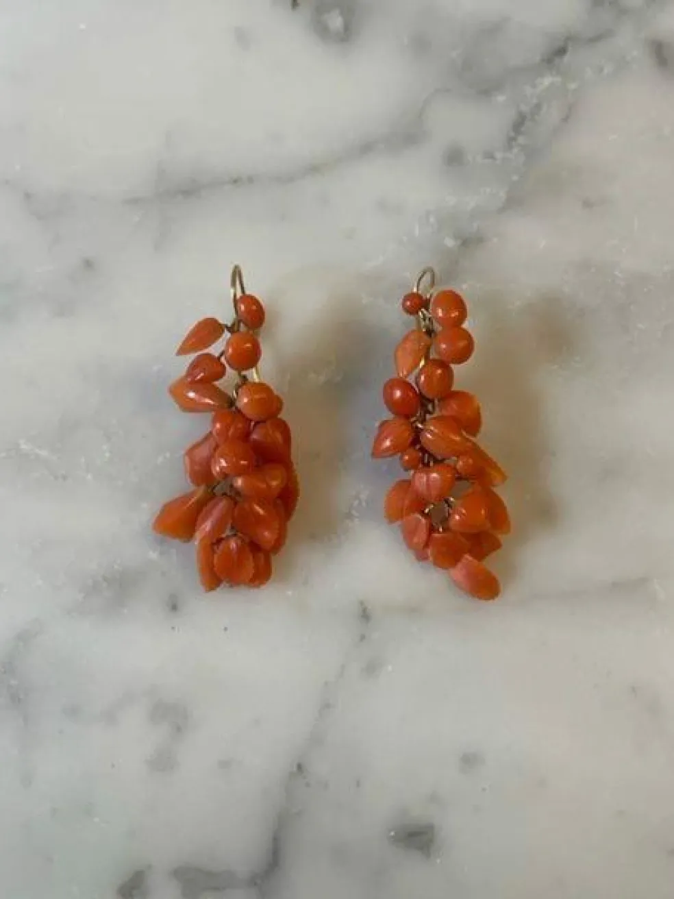 Boucles d'oreilles Or jaune et Corail