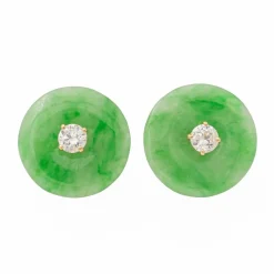 Boucles d'oreilles Or jaune Jade Jadéite