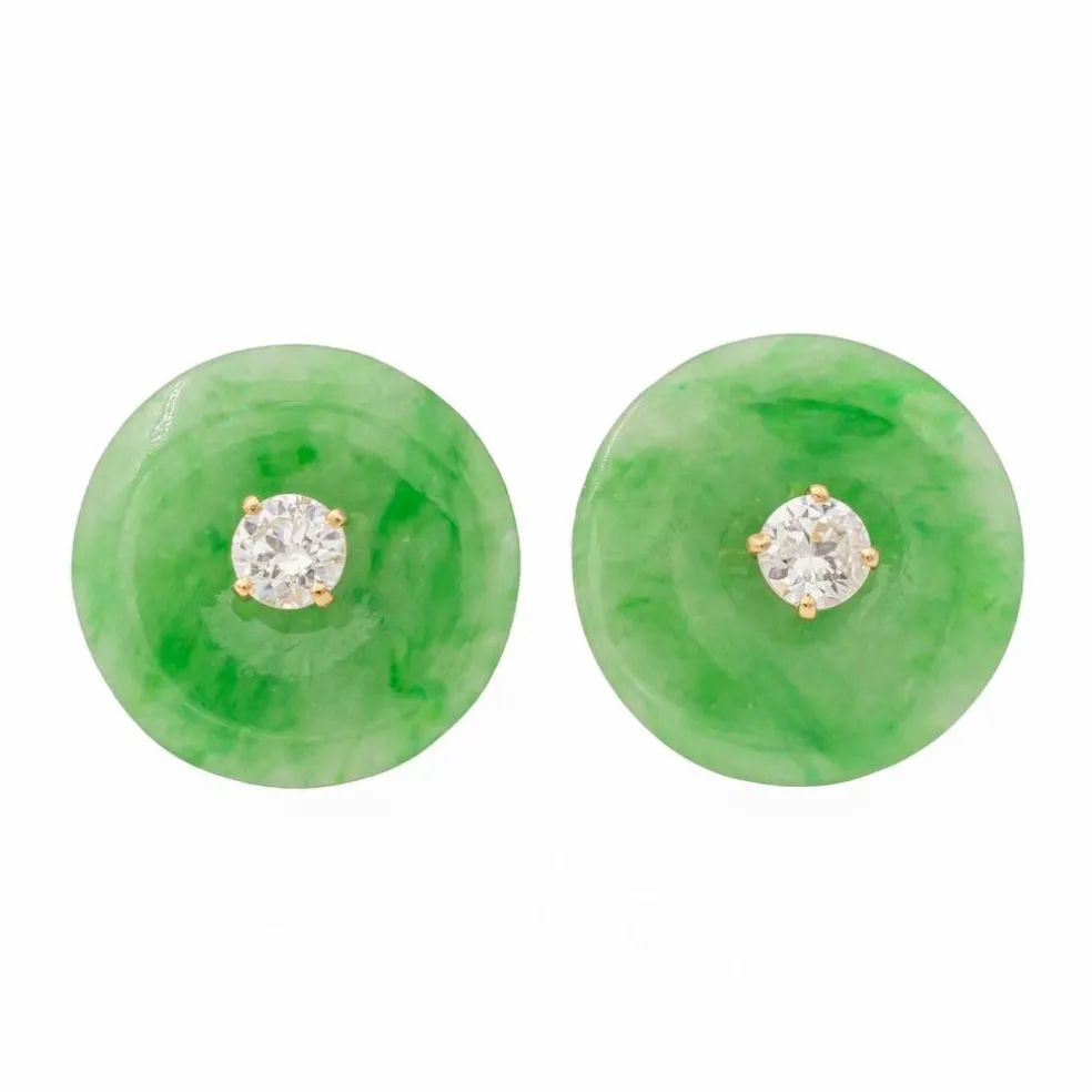 Boucles d'oreilles Or jaune Jade Jadéite