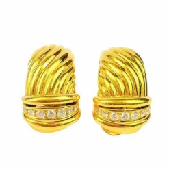 Boucles d'Oreilles Or jaune & Diamants