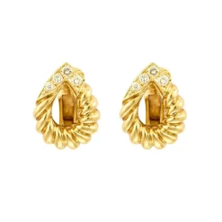 Boucles d'oreilles or jaune et diamants