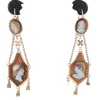 Boucles d'oreilles, or jaune, camée empire