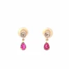 Boucles d'oreilles or jaune rubis et diamants