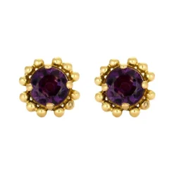 Boucles d'oreilles or jaune et améthystes