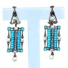 Boucles d’oreilles or jaune et argent, turquoises, diamants, perles fines, vers 1880