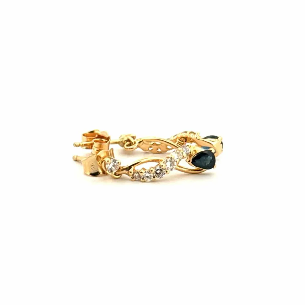 Boucles d'oreilles Or Jaune 18k Diamants & Saphirs