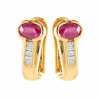 BOUCLES D'OREILLES OR JAUNE RUBIS/DIAMANTS