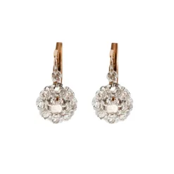 Boucles d'oreilles or jaune et gris diamants