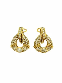 Boucles d'oreilles or jaune avec diamants naturels de 2,50 carats certifiés HRD