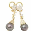 Boucles d'oreilles or jaune diamants perles de Tahiti