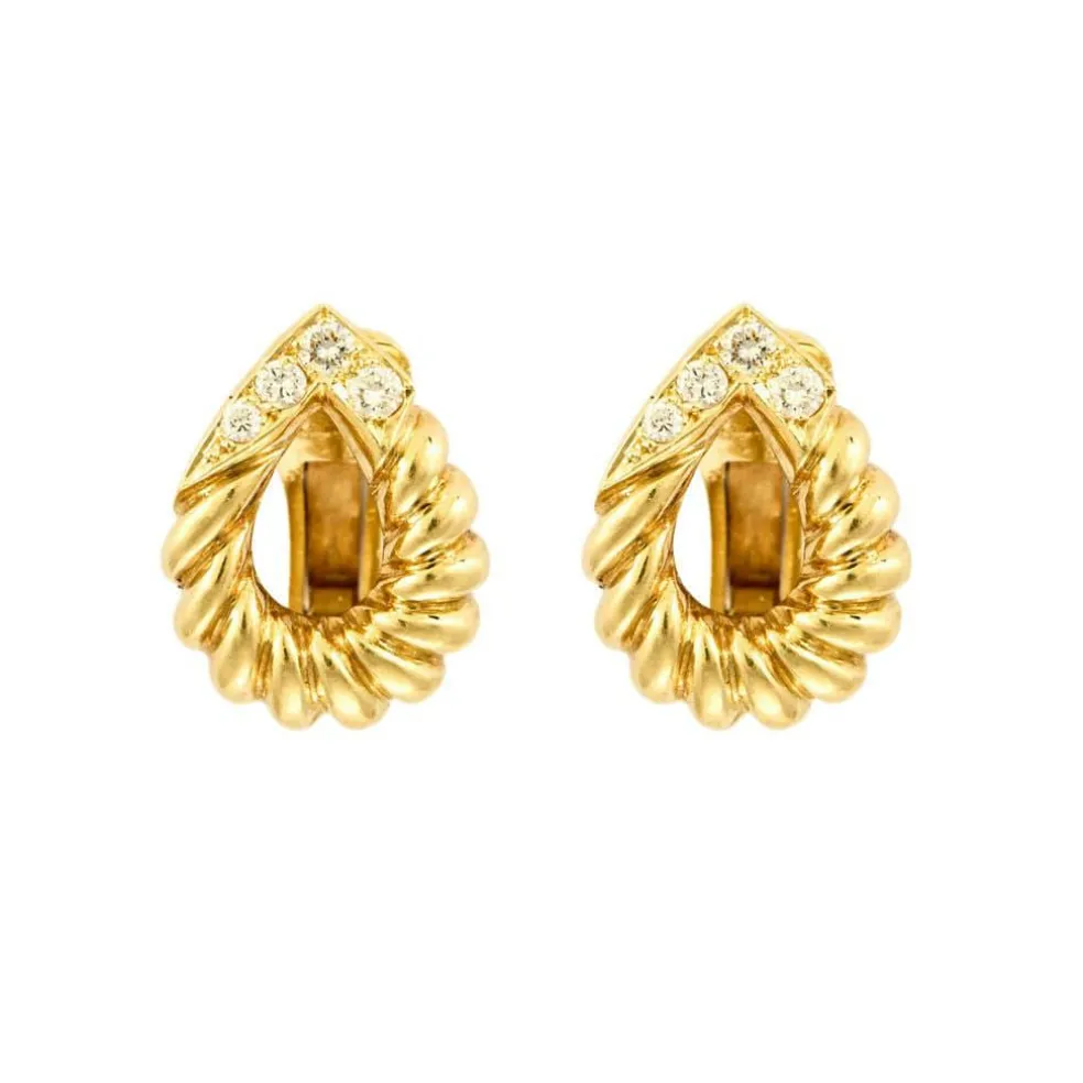 Boucles d'oreilles or jaune et diamants