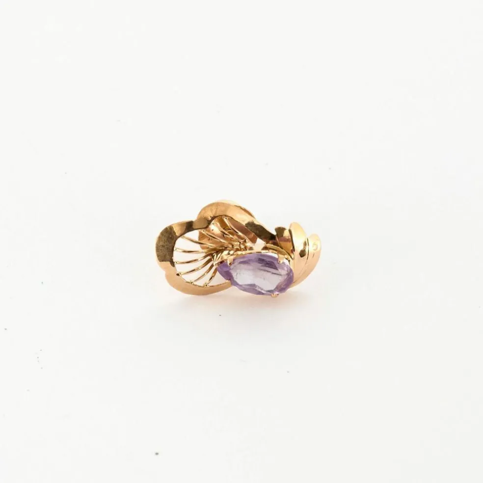 Boucles d'oreilles or jaune amethyste