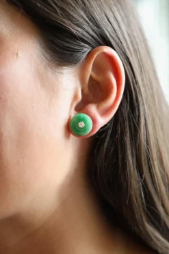 Boucles d'oreilles Or jaune Jade Jadéite