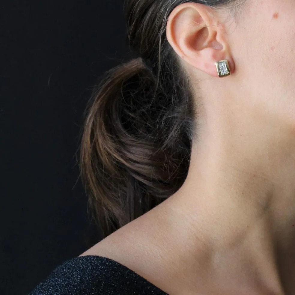 Boucles d'oreilles or jaune diamants modernes