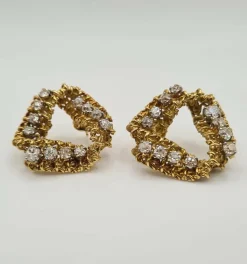 Boucles d’oreilles or jaune serties de diamants taille ancienne