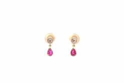 Boucles d'oreilles or jaune rubis et diamants