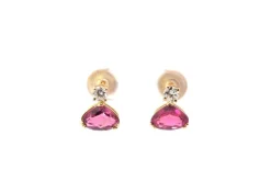Boucles d'oreilles Or jaune Tourmaline Diamants