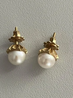 Boucles d'Oreilles Or Jaune Perles Akoya