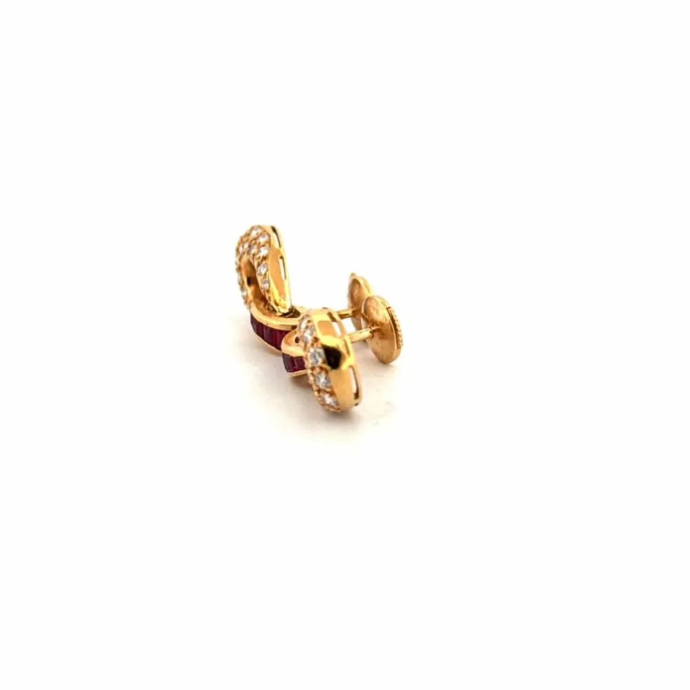 Boucles d'oreilles or jaune 18 k Rubis & Diamants