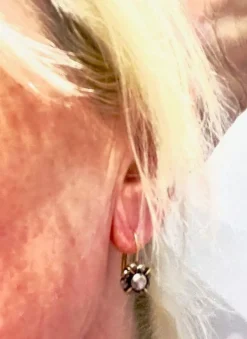 Boucles d'oreilles or jaune argent diamants