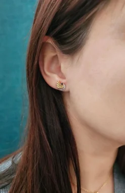 Boucles d'oreilles or jaune et or blanc Saphirs