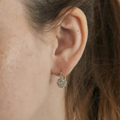 Boucles d'oreilles or jaune et gris diamants