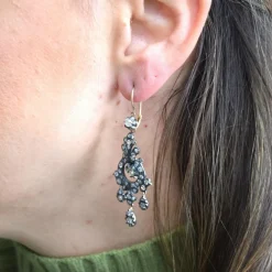 BOUCLES D'OREILLES or jaune et argent - ÉPOQUE VICTORIENNE