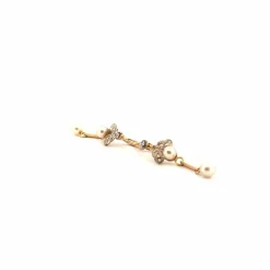 Boucles d'oreilles Or Jaune 18k Perles & Diamants