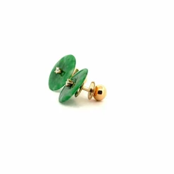 Boucles d'oreilles Or Jaune 18k Pierre de Jade