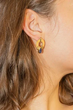 Boucles d'oreilles Or jaune Cordiérite