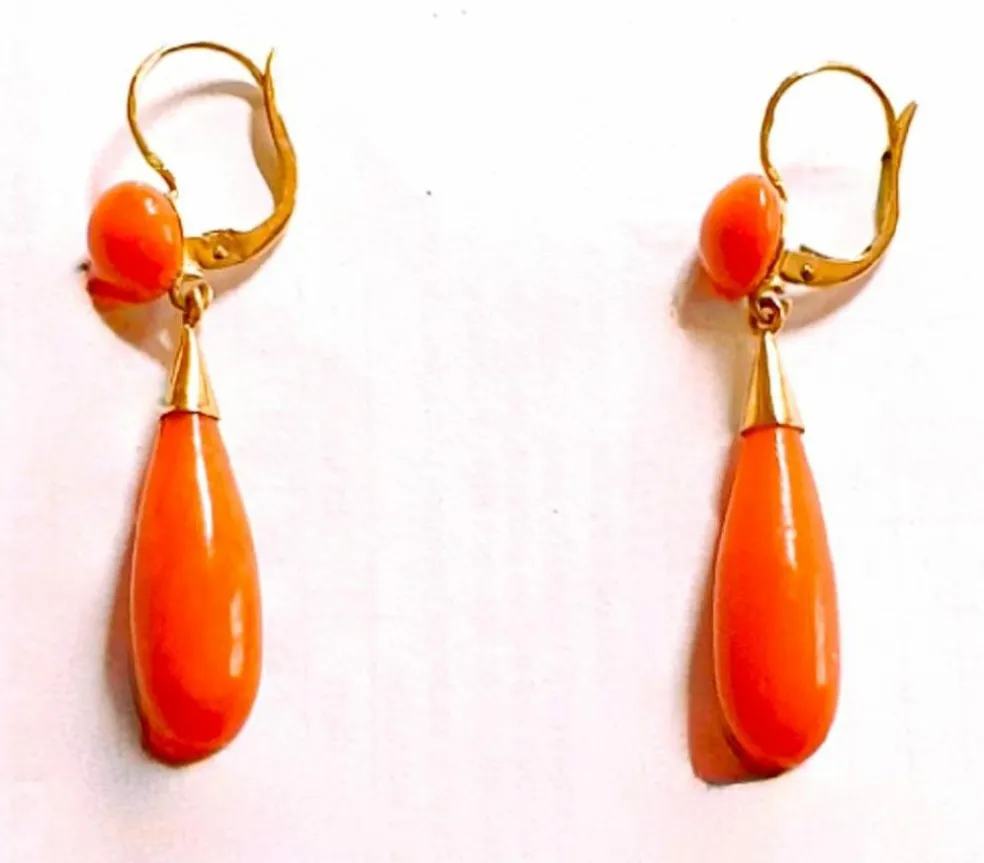 Boucles d'oreilles Or jaune Corail