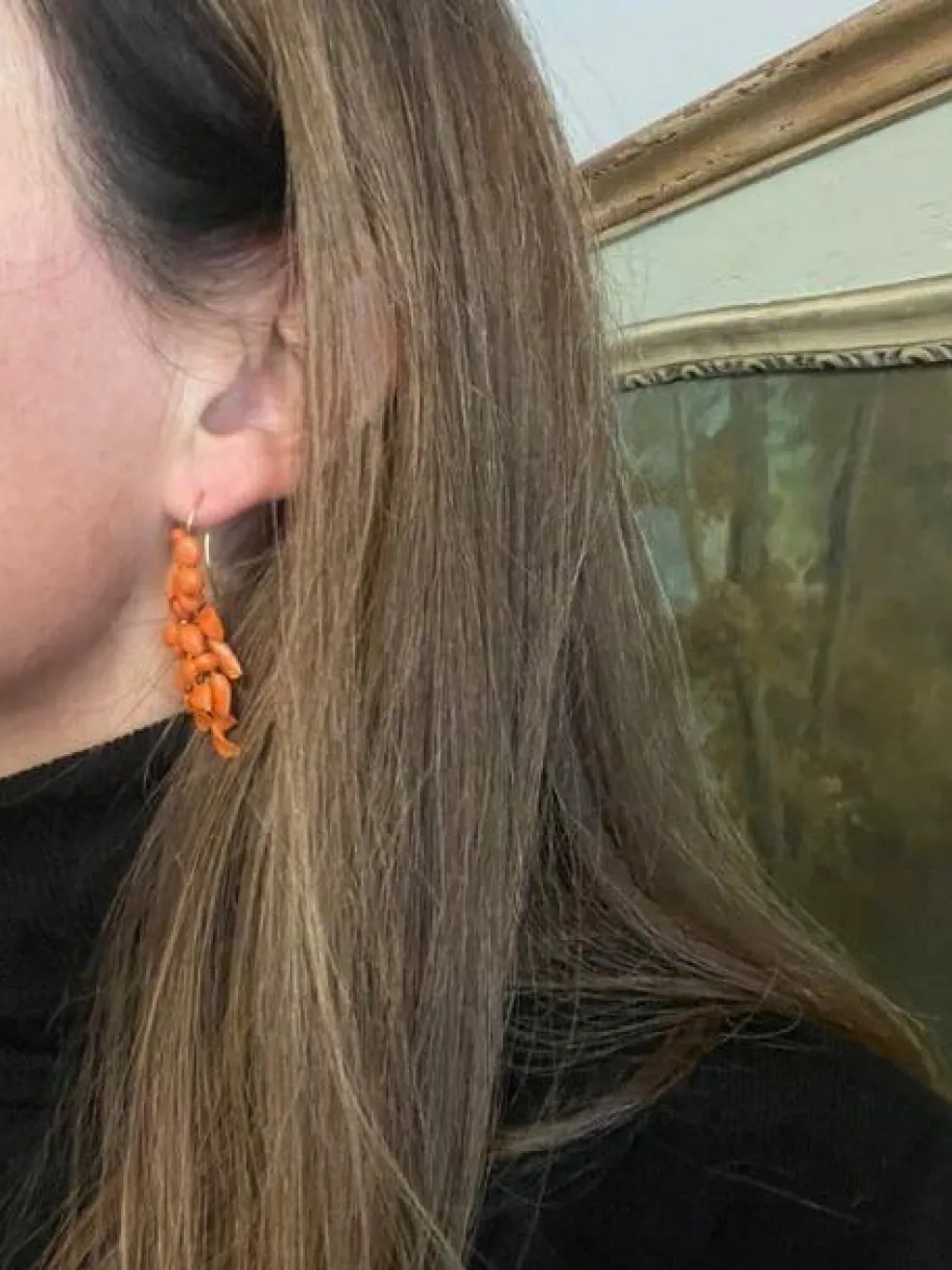 Boucles d'oreilles Or jaune et Corail
