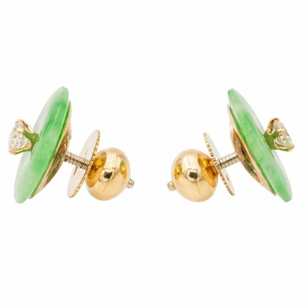 Boucles d'oreilles Or jaune Jade Jadéite