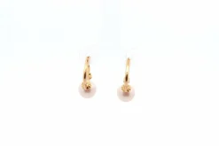 Boucles d'oreilles or jaune, perles de culture et diamants
