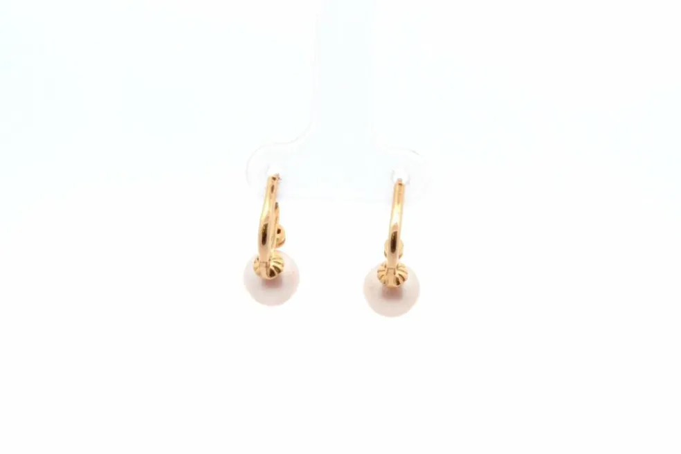 Boucles d'oreilles or jaune, perles de culture et diamants