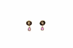Boucles d'oreilles or jaune rubis et diamants