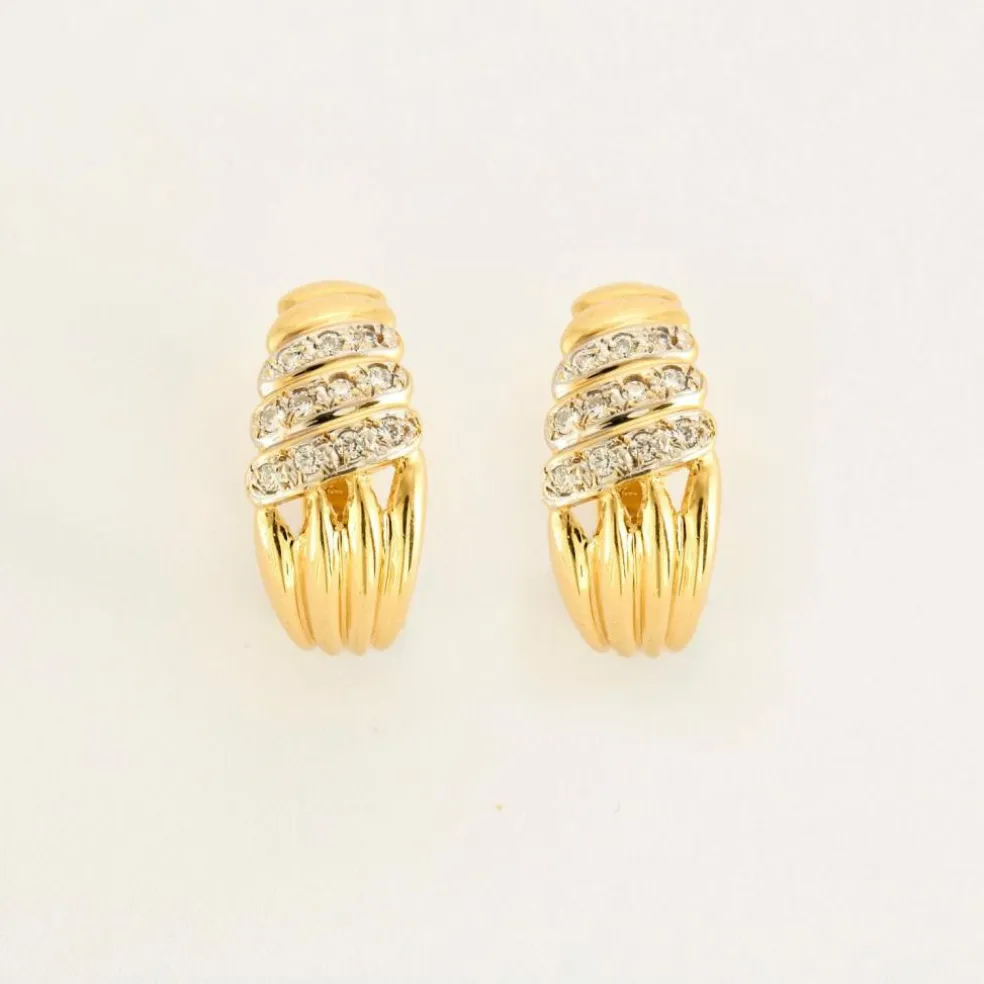 Boucles d'oreilles or jaune diamants