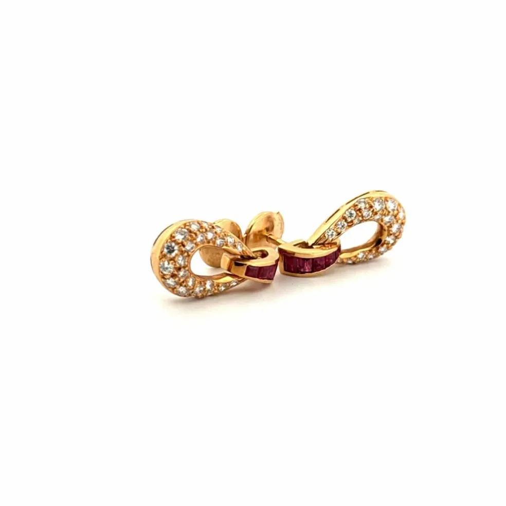 Boucles d'oreilles or jaune 18 k Rubis & Diamants