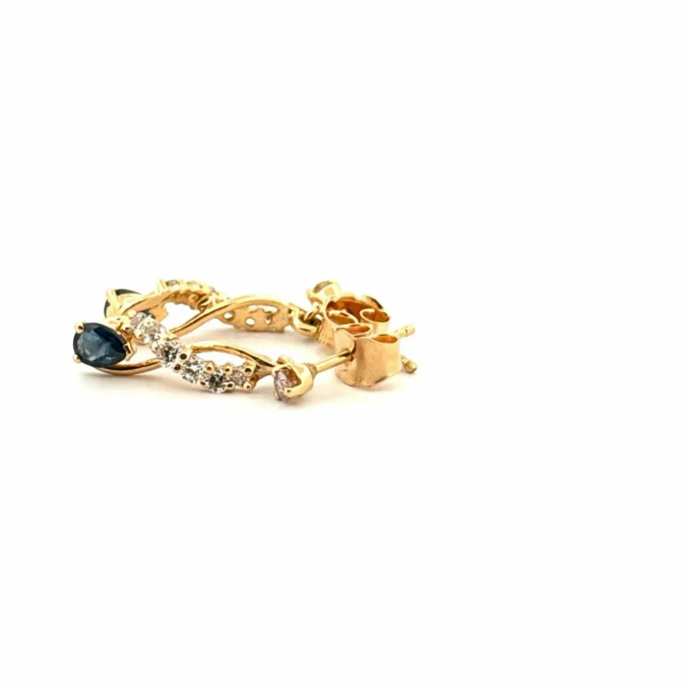 Boucles d'oreilles Or Jaune 18k Diamants & Saphirs