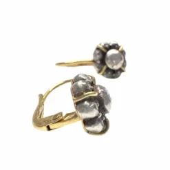Boucles d'oreilles or jaune argent diamants