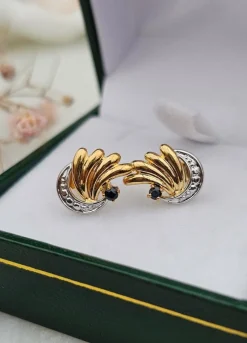 Boucles d'oreilles or jaune et or blanc Saphirs