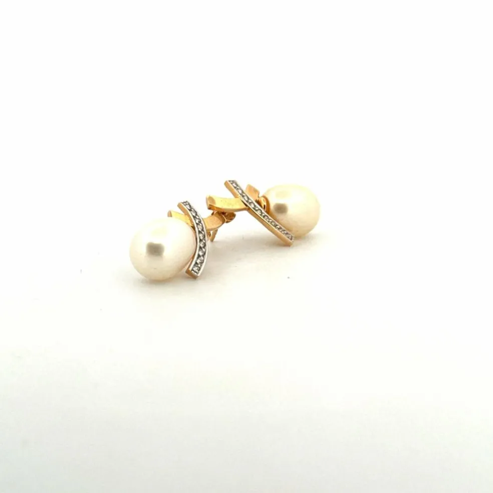 Boucles d'oreilles Or Jaune 18k & Perles