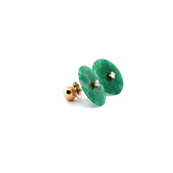 Boucles d'oreilles Or Jaune 18k Pierre de Jade