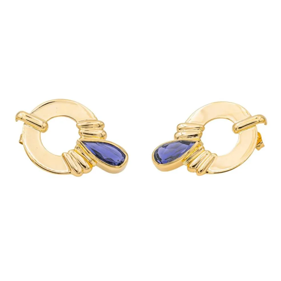 Boucles d'oreilles Or jaune Cordiérite