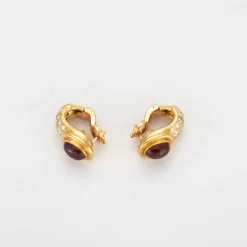 Boucles d'oreilles or jaune, diamants