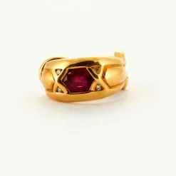 Boucles d'Oreilles Or Jaune et Rubis