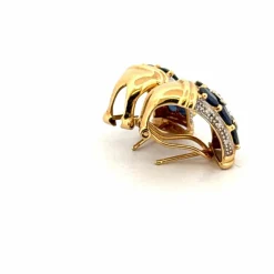 Boucles d'oreilles Or Jaune 18k Saphir & Diamant