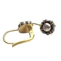 Boucles d'oreilles or jaune argent diamants